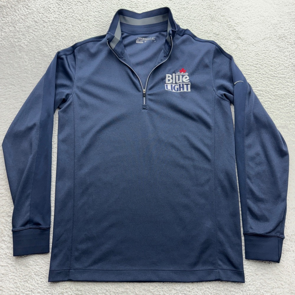 Nike Golf Mens Navy Blue Labatt Blue Light Dri-FIT 1/4 Zip Pullover Small